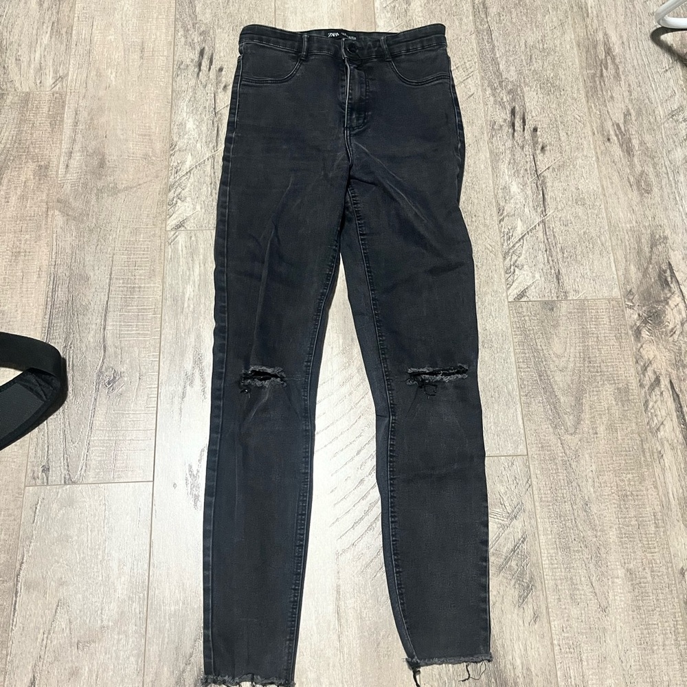 Zara Black Ripped Skinny Jeans